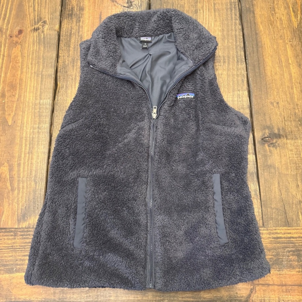 Patagonia Los Gatos Fleece Vest Womens Medium Smolder Blue Gray Full Zip‎ 25216